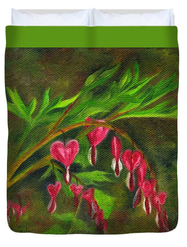 Bleeding Heart Duvet Cover featuring the painting Bleeding Hearts by FT McKinstry
