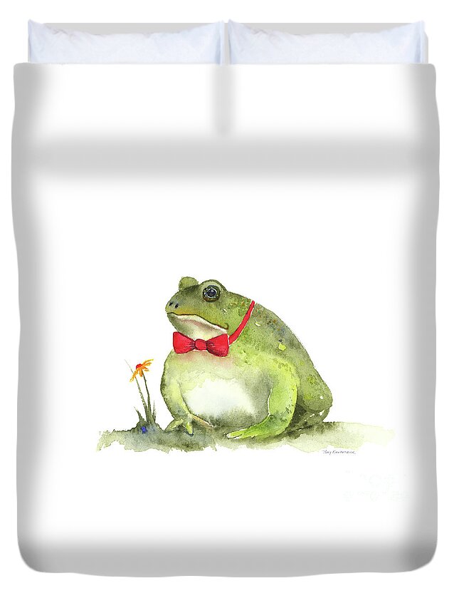 Frog Duvet Cover featuring the painting Blind Date by Amy Kirkpatrick