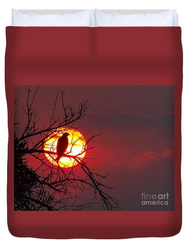 Sunsets/sunrises Duvet Cover featuring the photograph Blood Red by Jim Garrison