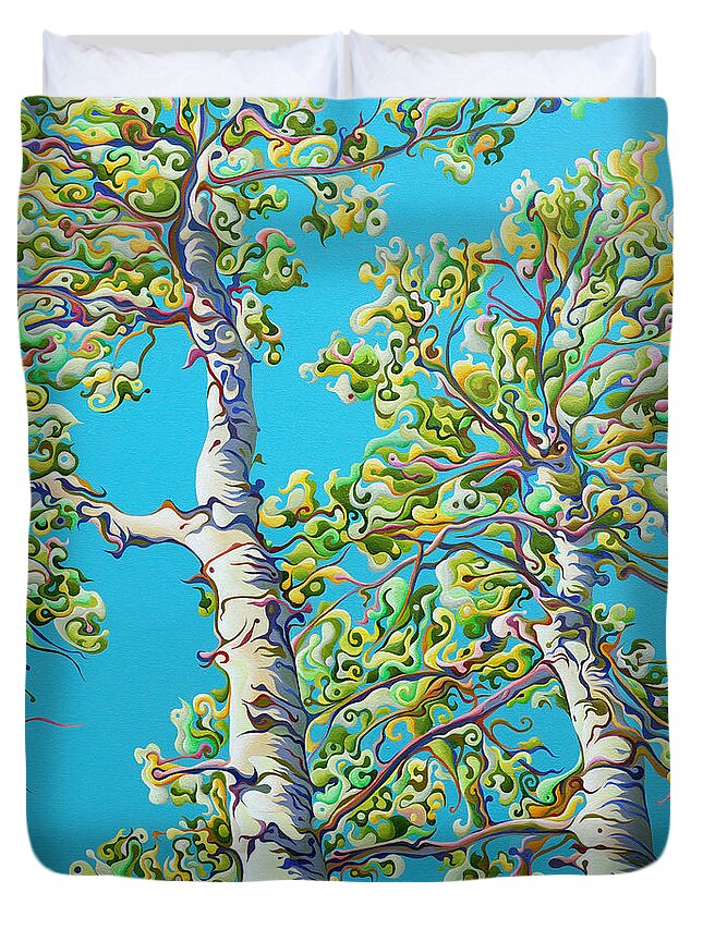 Birch Duvet Cover featuring the painting Blossoming CreativiTree by Amy Ferrari