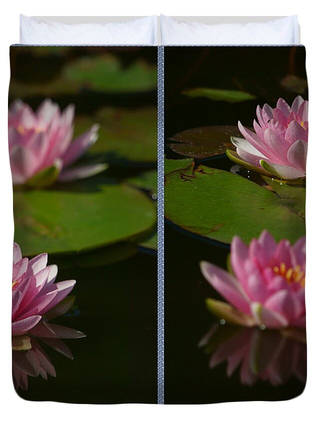 Bloom Duvet Cover featuring the photograph Blossoms and Lily Pads 6 by Dimitry Papkov