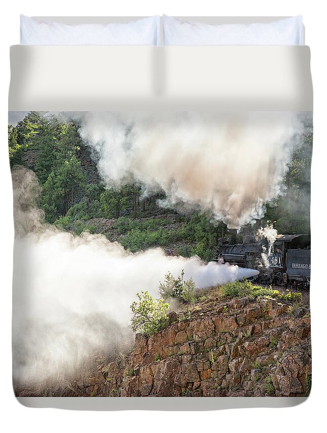 Animas River Duvet Cover featuring the photograph Blowing Off Steam by Victor Culpepper