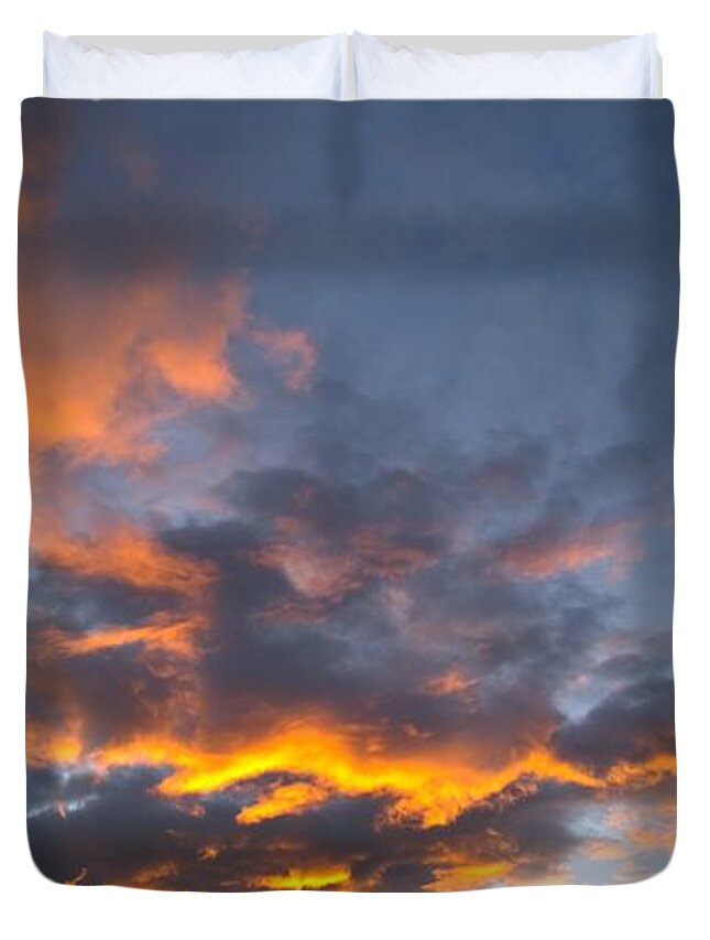 Kelly Hazel Duvet Cover featuring the photograph Blue and Orange Sunset over Blue Ridge Mountains by Kelly Hazel