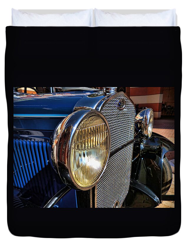 Antique Duvet Cover featuring the photograph Blue Antique Auto by Nora Martinez