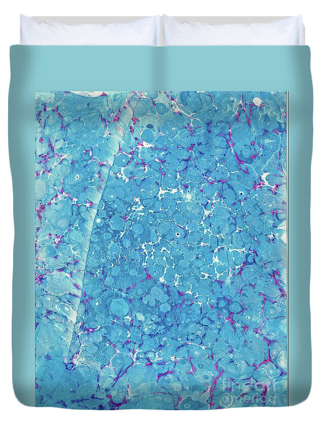 Water Marbling Duvet Cover featuring the painting Blue Battal #7 by Daniela Easter