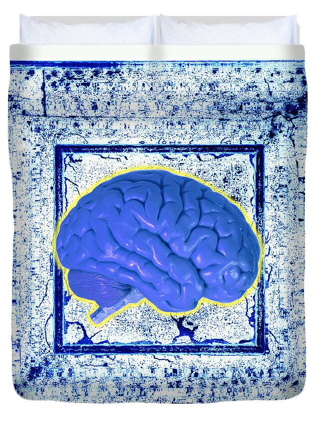 Brain Duvet Cover featuring the photograph Blue Brain by George Mattei