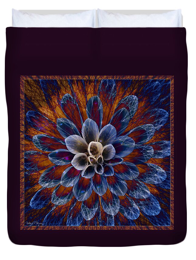 Flower Duvet Cover featuring the digital art Blue Dahlia by Barbara Berney