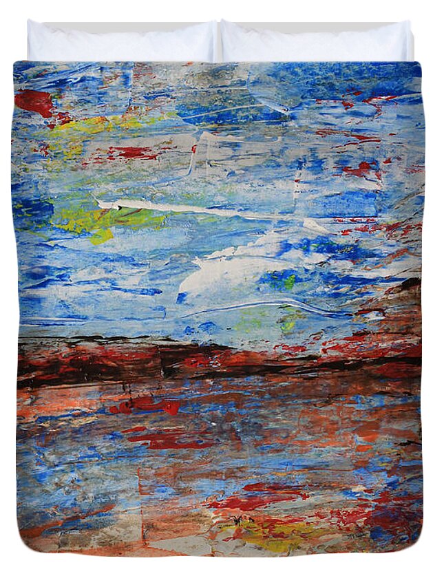 Desert Duvet Cover featuring the painting Blue Desert by April Burton