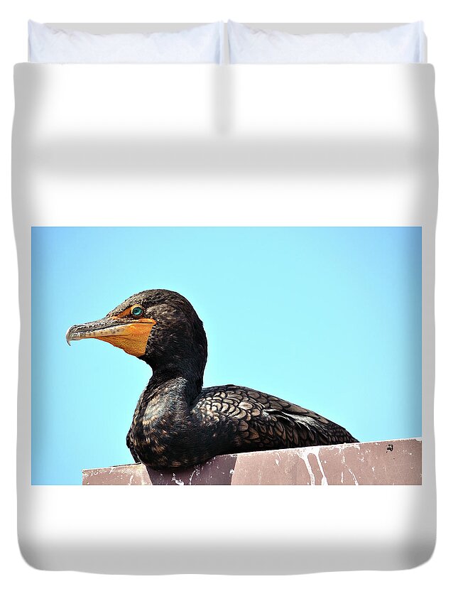 Duck Duvet Cover featuring the photograph Blue Eye by Richard Ortolano