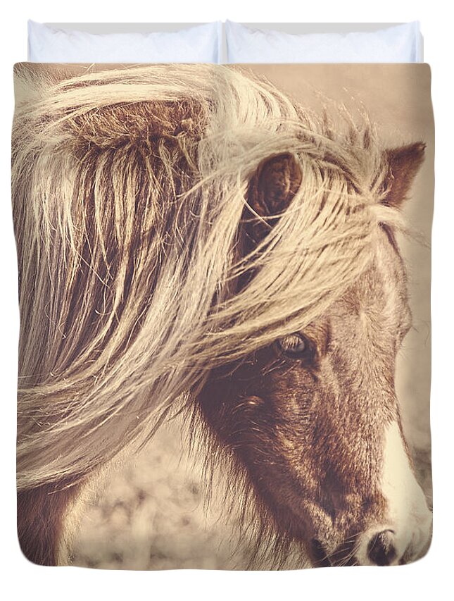 Pony Duvet Cover featuring the photograph Blue Eyes Vintage by Amanda Smith