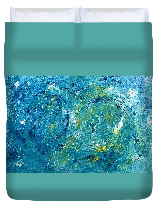 Painting Duvet Cover featuring the painting Blue Galaxy by Dorothy Maier