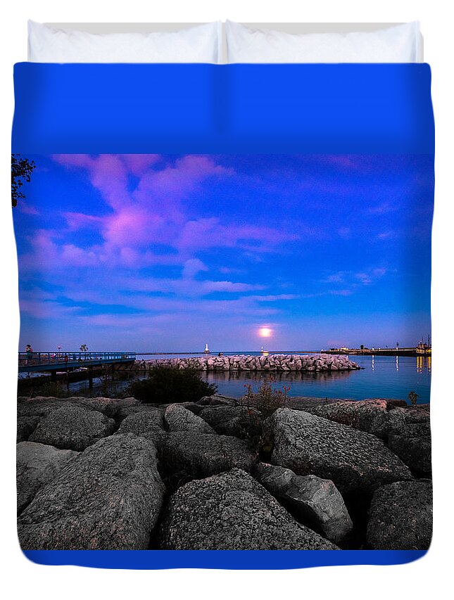 Harbor Duvet Cover featuring the photograph Blue Harbor by James Meyer