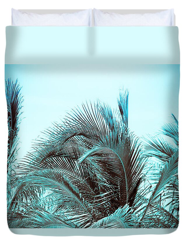 Palm Trees Duvet Cover featuring the photograph Blue Hawaii by Colleen Kammerer