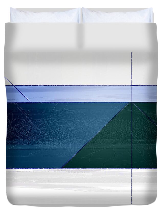Abstract Duvet Cover featuring the painting Blue Haze by Naxart Studio
