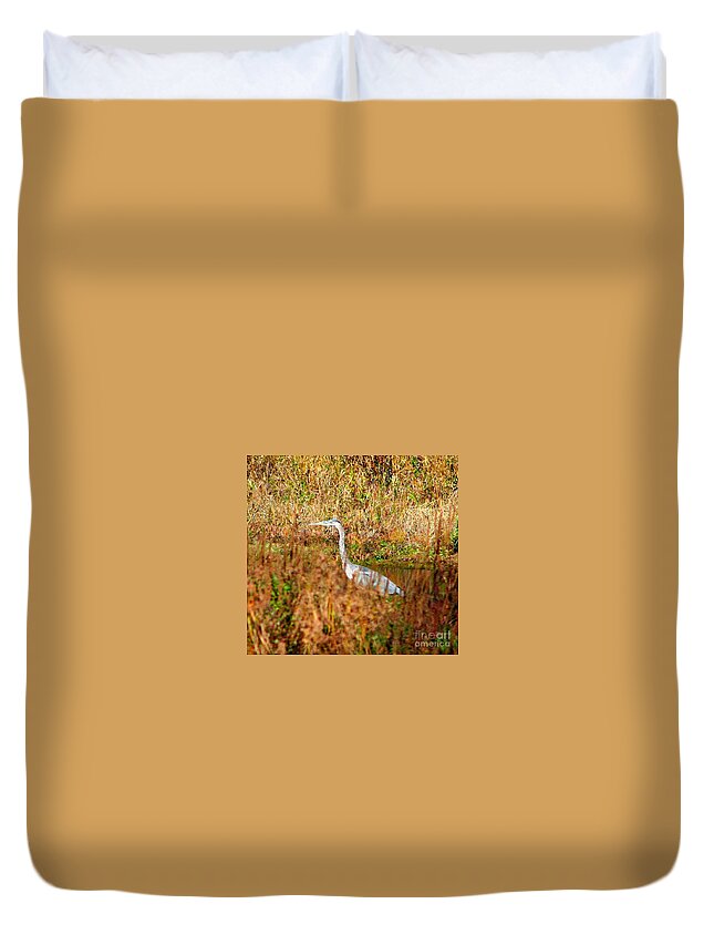 Bird Duvet Cover featuring the photograph Blue Heron In New Hampshire by Barbara S Nickerson
