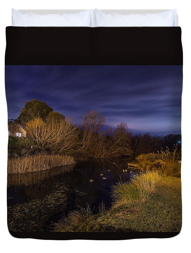 Landscape Duvet Cover featuring the photograph Blue hour at the Richmond river by Tim Lake