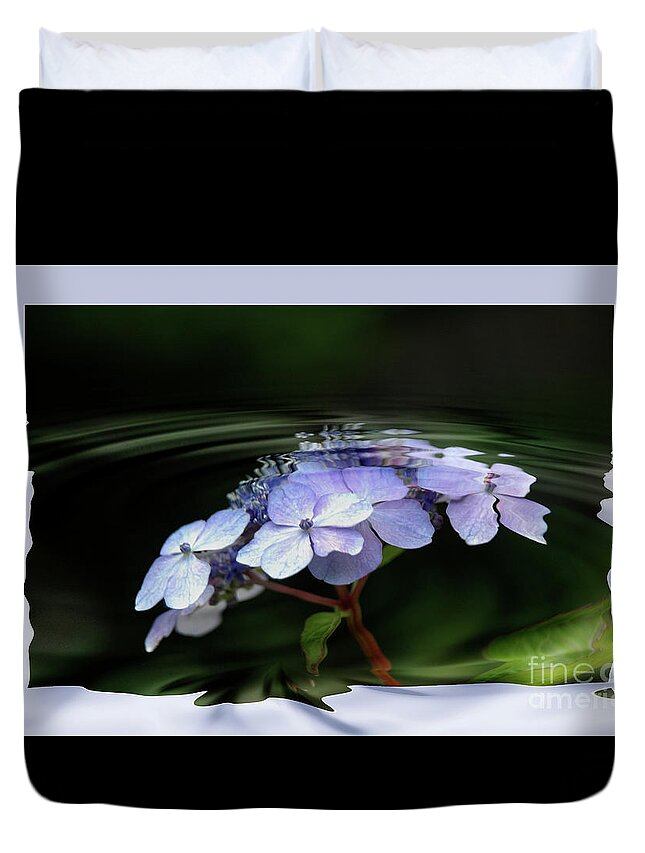 Blue Duvet Cover featuring the photograph Blue Hydrangea by Elaine Hunter