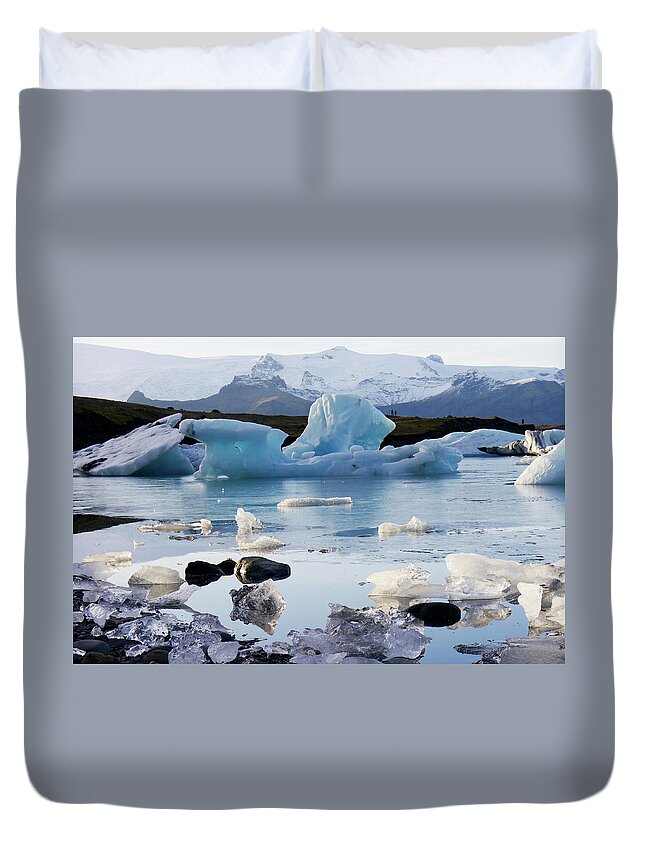 Iceland Duvet Cover featuring the photograph Blue Iceberg and Ice Crystals by Amelia Racca