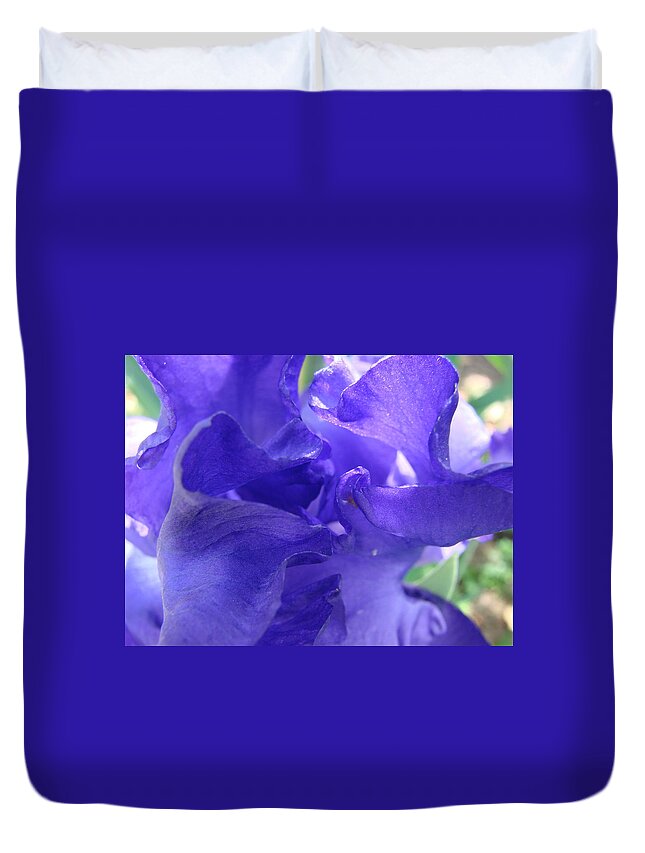 Iris Duvet Cover featuring the photograph Blue Iris by Liz Vernand