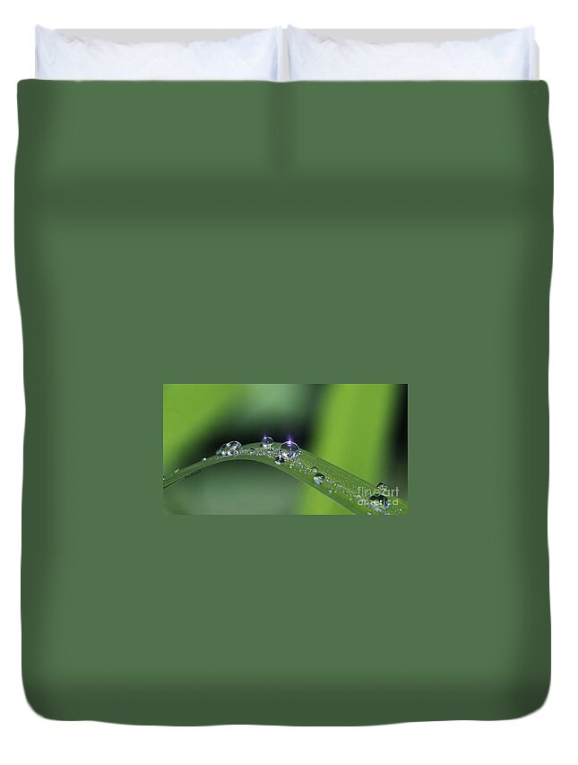Droplets Duvet Cover featuring the photograph Blue light on the Droplets by Yumi Johnson