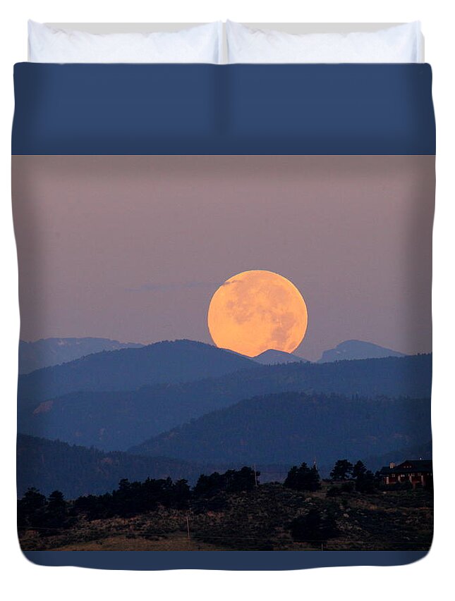 Blue Duvet Cover featuring the photograph Blue Moon by Trent Mallett