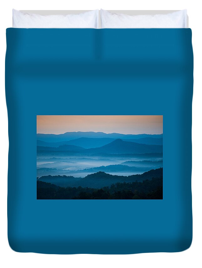 Asheville Duvet Cover featuring the photograph Blue Morning by Joye Ardyn Durham