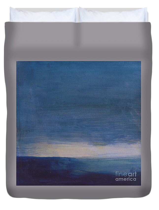 Abstract Duvet Cover featuring the painting Blue Ocean - abstract painting by Vesna Antic
