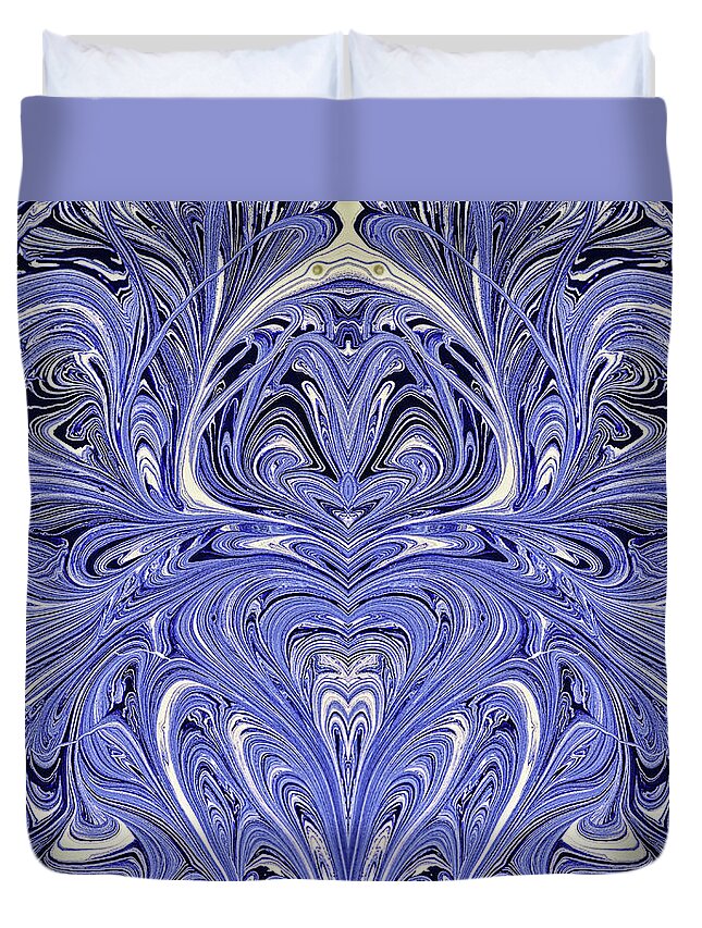 Gestalt Art Duvet Cover featuring the photograph Blue Oil Gestalt Abstract II by John Williams