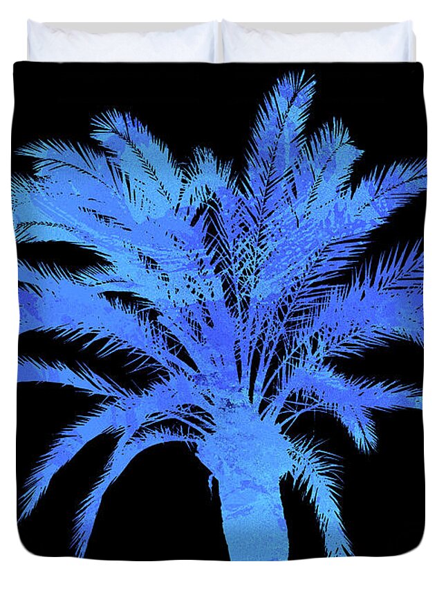 Tree Duvet Cover featuring the photograph Blue Palm Tree by AM FineArtPrints