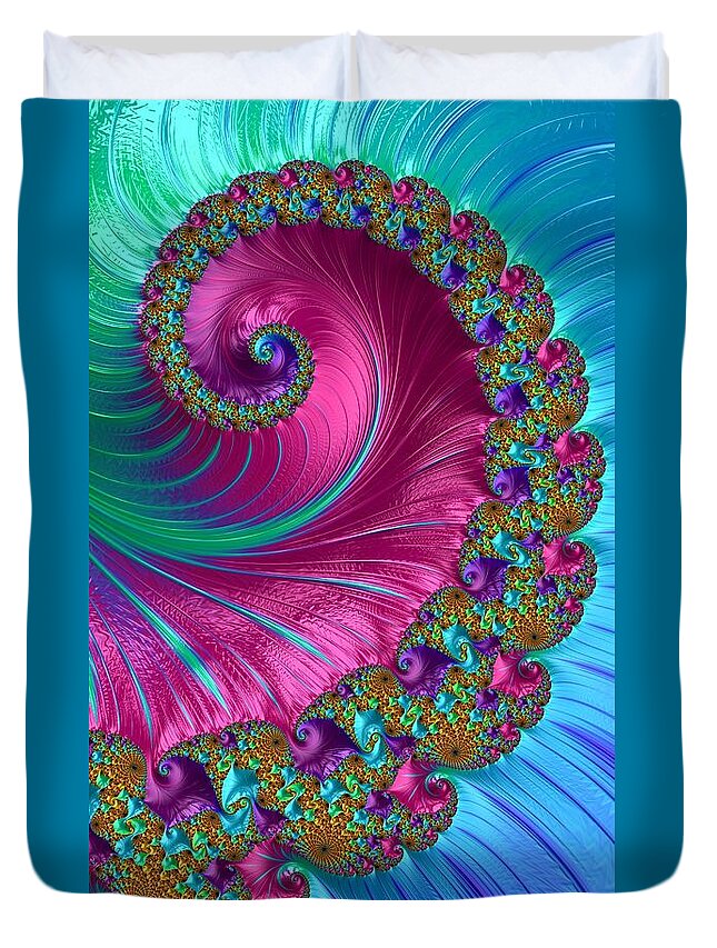 Blue Pink Spiral Fractal Duvet Cover For Sale By Mo Barton