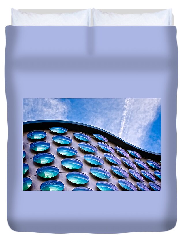 Art Duvet Cover featuring the photograph Blue Polka-Dot Wave by Christopher Holmes