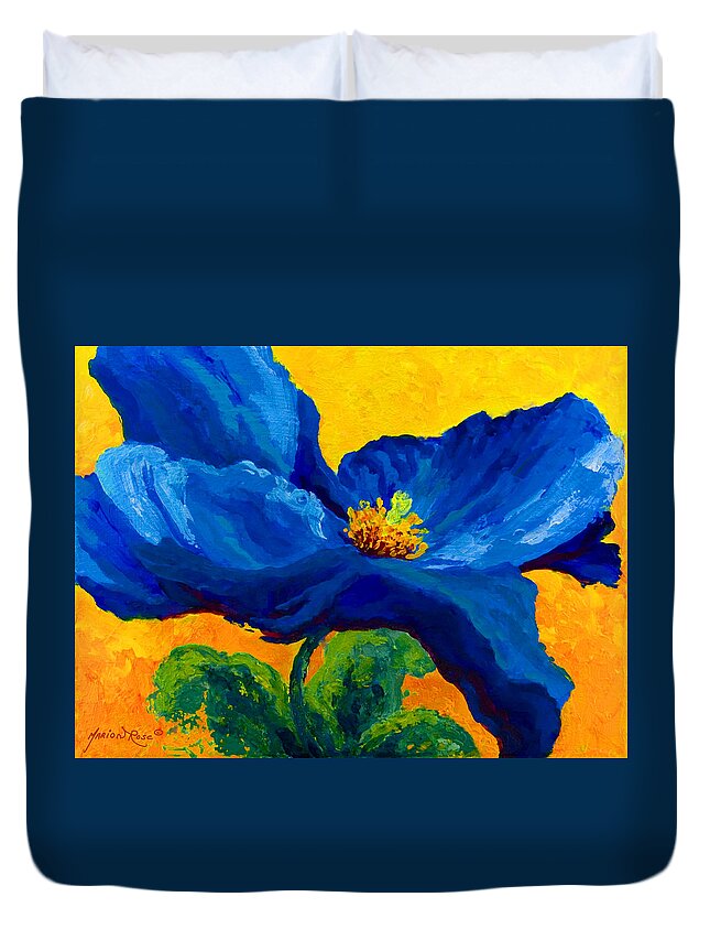Poppies Duvet Cover featuring the painting Blue Poppy by Marion Rose
