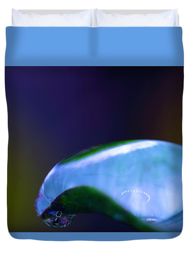 Blue Raindrop Duvet Cover featuring the photograph Blue Raindrop by Crystal Wightman