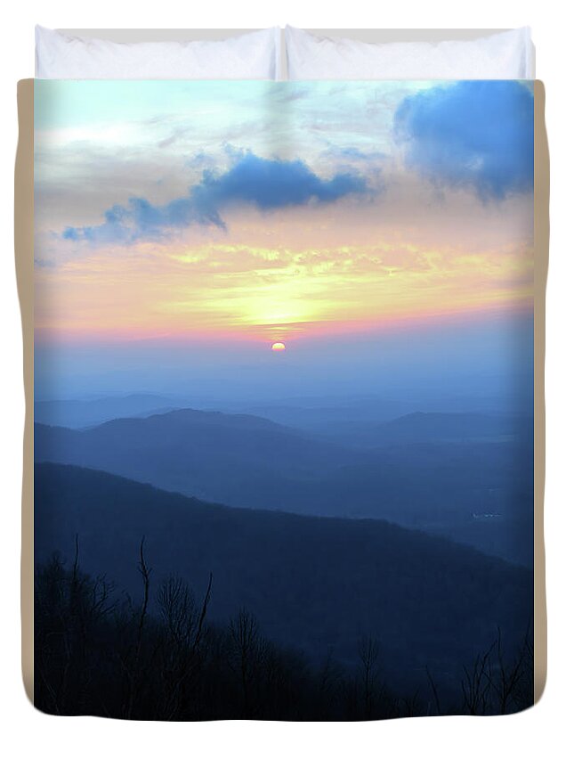 Sunrise Duvet Cover featuring the photograph Blue Ridge Mountain Sunrise - Floyd Virginia by Kerri Farley