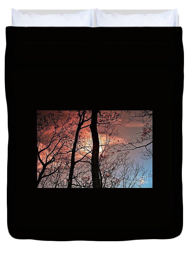 Blueridge Duvet Cover featuring the photograph Blue Ridge Mountains Virginia Sunset II by Karen Jorstad