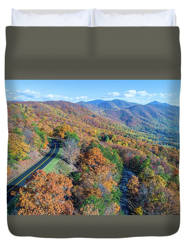 Blue Ridge Parkway Duvet Cover featuring the photograph Blue Ridge Parkway Fall Colors 3 by Star City SkyCams