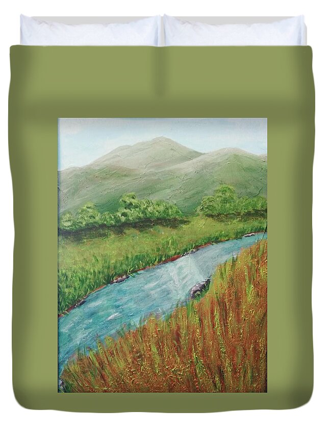 Mountains Duvet Cover featuring the painting Blue Ridge Stream by Nancy Sisco