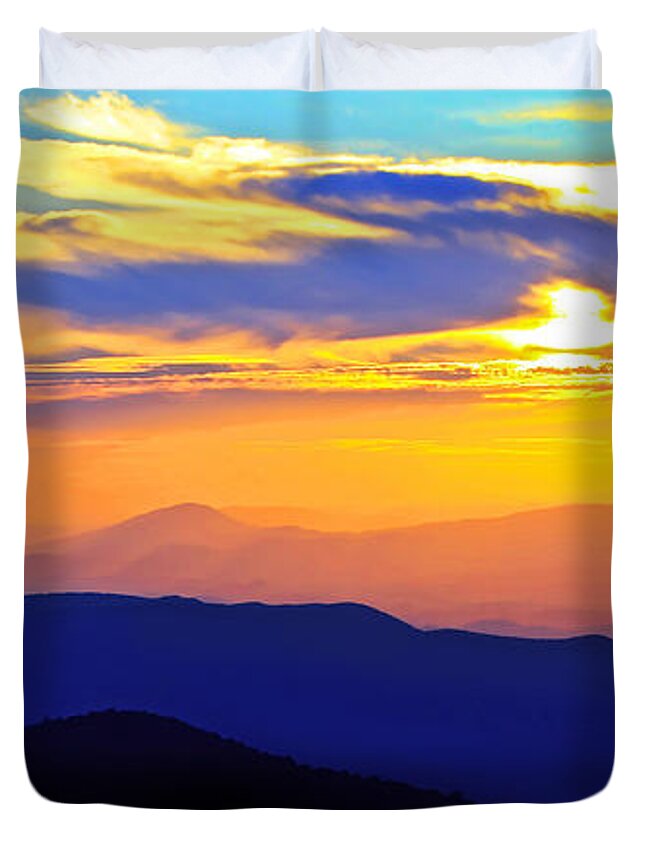 Blue Ridge Parkway Duvet Cover featuring the photograph Blue Ridge Sunset, Virginia by The James Roney Collection