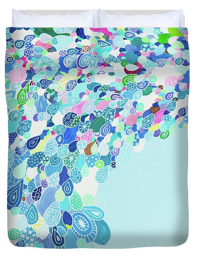 Pattern Art Duvet Cover featuring the painting Blue Sea by Beth Ann Scott