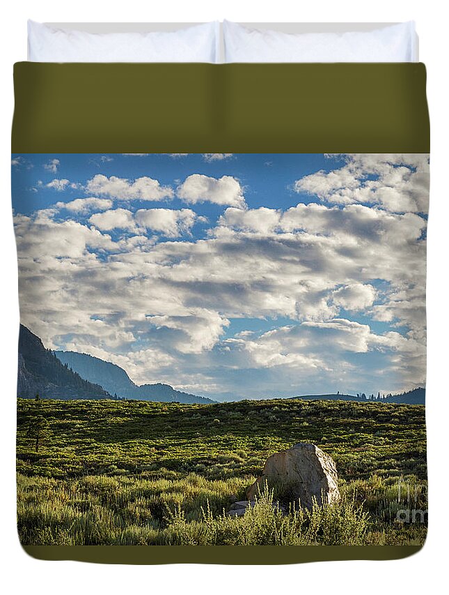 Rock Duvet Cover featuring the photograph Blue Sky Monmouth by Brandon Bonafede