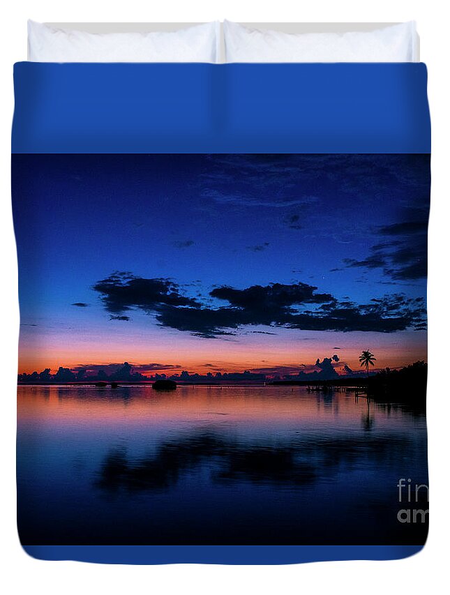 Sunset Duvet Cover featuring the photograph Blue Sky Night by Quinn Sedam