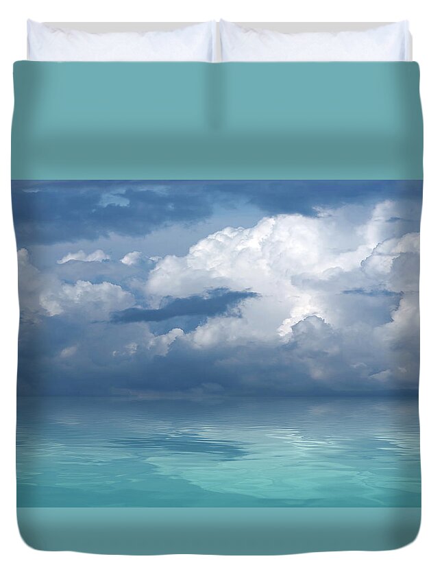 Cloudscape Duvet Cover featuring the photograph Blue Sky Reflections by Gill Billington