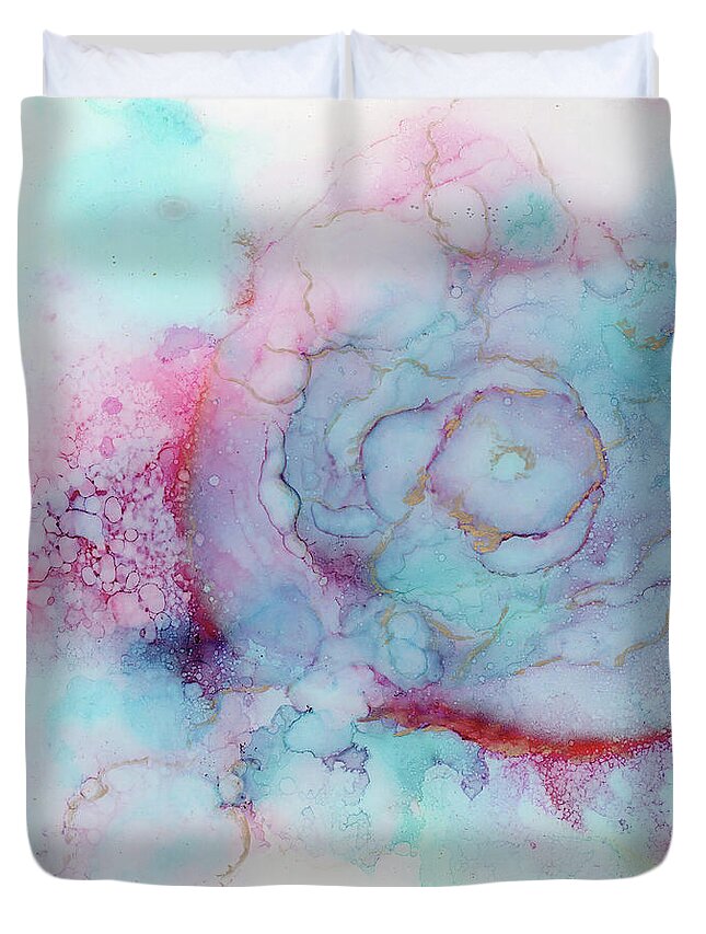 Ink Duvet Cover featuring the painting Blue Sky Yesterday by Joanne Grant