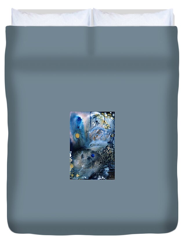Spiritual Duvet Cover featuring the painting Blue Star Rising by Lee Pantas
