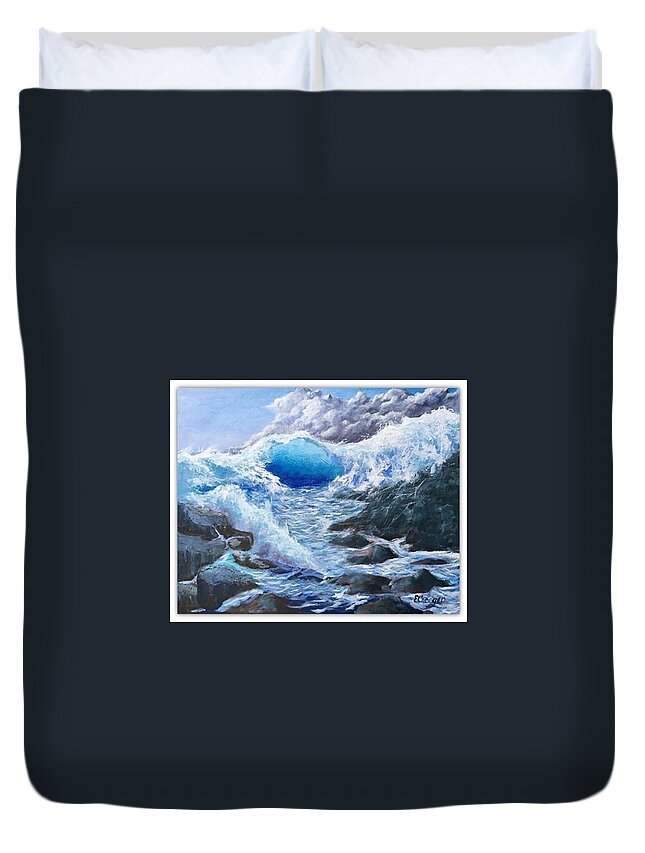 Painting Duvet Cover featuring the painting Blue Storm by Esperanza Creeger