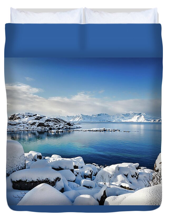 Lofoten Duvet Cover featuring the photograph Blue Sunday by Philippe Sainte-Laudy
