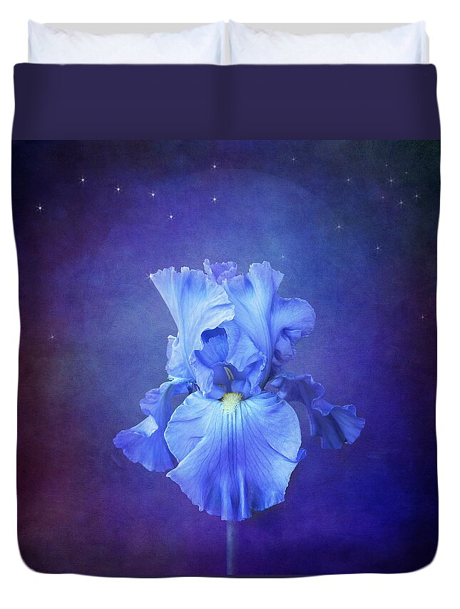 Blue Iris Flower Duvet Cover featuring the photograph Blue Symphony by Marina Kojukhova