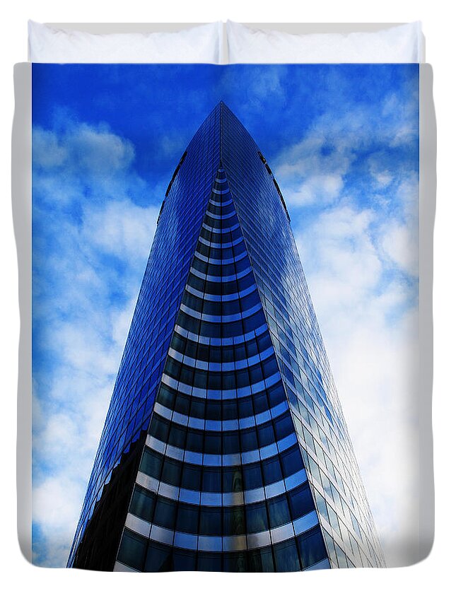 Blue Duvet Cover featuring the photograph Blue tower by Emme Pons