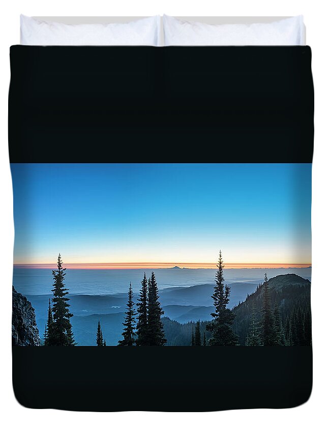 Hurricaine Ridge Duvet Cover featuring the photograph Blue Twilight by Jon Glaser