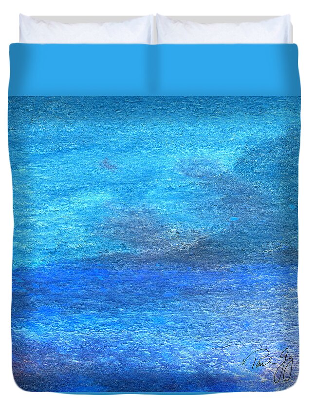 Abstract Duvet Cover featuring the mixed media Blue Wash 1 by Paul Gaj